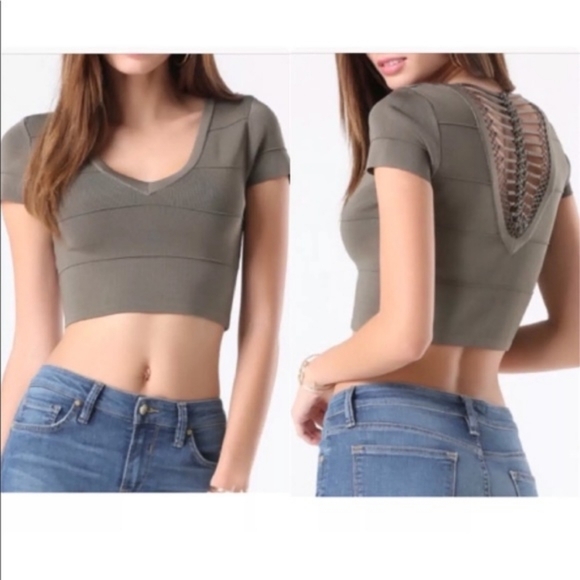 Bebe Lattice Detail Bandage Crop Top XS - Picture 2 of 11